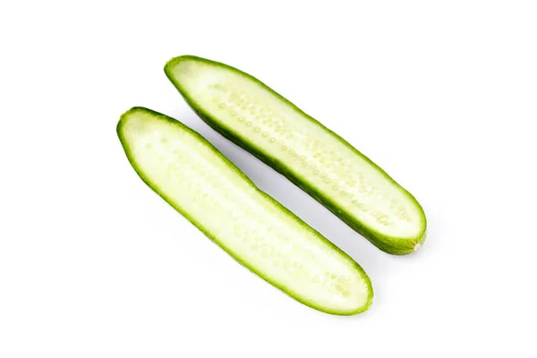 Heerlijke Komkommer Doormidden Gesneden Lekker Fruit Gezond Biologisch Voedsel — Stockfoto