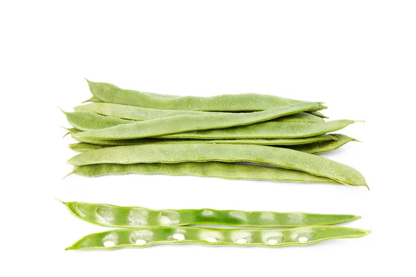 おいしい緑の豆 半分に1カット おいしい野菜 健康的で有機的な食品 — ストック写真