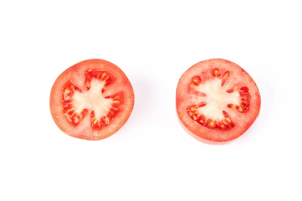 Köstliche Rote Tomaten Halbiert Leckere Früchte Gesunde Und Biologische Lebensmittel — Stockfoto