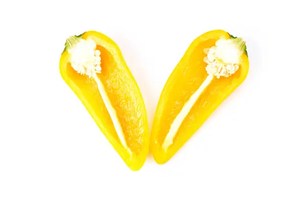 Soczysta Mini Żółta Papryka Przecięta Pół Smaczne Warzywa Zdrowa Ekologiczna — Zdjęcie stockowe