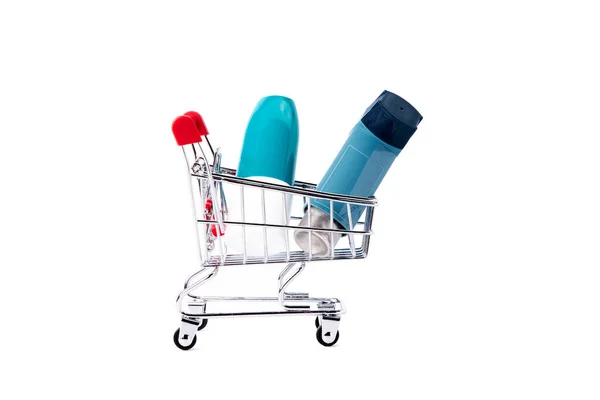 Shopping Cart Inhalers Medicine Health Concept — Stok fotoğraf