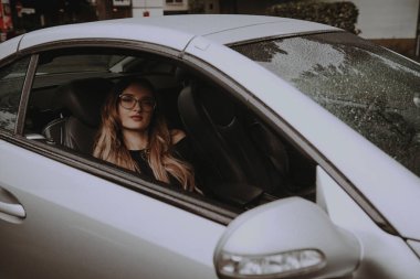Portrait of a girl of European appearance, dark hair, fair skin.