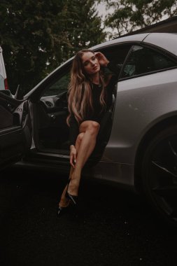 Portrait of a girl of European appearance, dark hair, fair skin.
