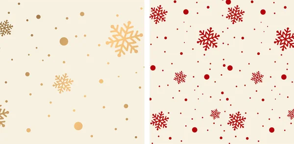 Kerst Sneeuwvlok Patroon Rood Goud Kleur — Stockvector