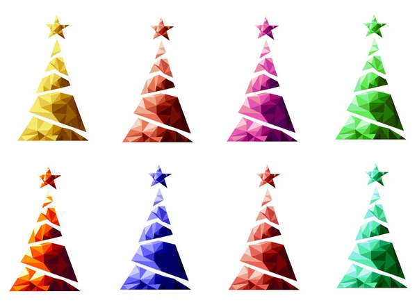 Lowpoly Árbol Navidad Conjunto — Vector de stock