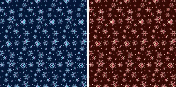 Καλά Χριστούγεννα Νιφάδα Χιονιού Μοτίβο Κόκκινο Και Μπλε Χρώμα — Διανυσματικό Αρχείο