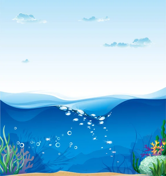 Cenário Alegre Fresco Com Céu Azul Ecossistema Subaquático — Vetor de Stock