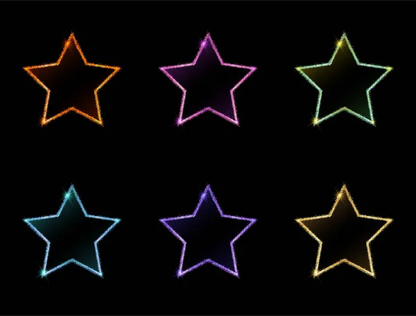 Altı Renkli Renkli Parlayan Yıldızlar — Stok Vektör