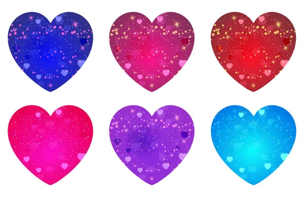 Блестящие Яркие Красочные Сердца Валентина — стоковый вектор