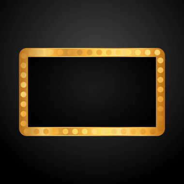 Billboard Casino Retro Vintage Biçimli Siyah Arkaplandaki Altın Noktalı Çerçeve