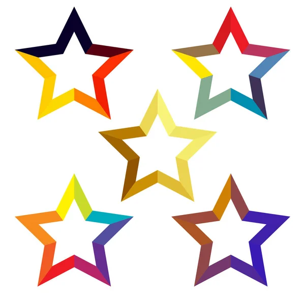 Coloridas Estrellas Conjunto Cinco — Archivo Imágenes Vectoriales
