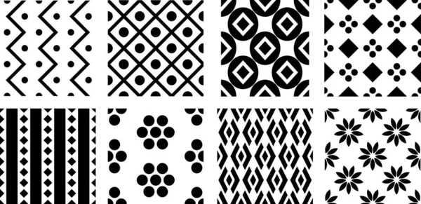 Classic Bianco Nero Pattern Set — Vettoriale Stock