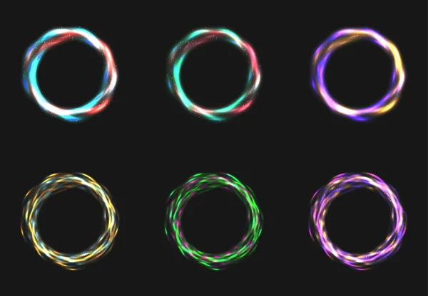 Sada Svítících Neonových Světel Kroužku — Stockový vektor