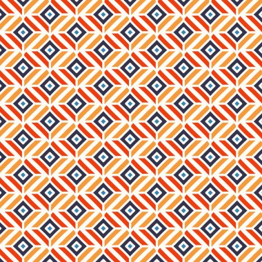 Geometrik Kare Desen Arkaplanı Mavi Sayfa Turuncu Sarı Renkli