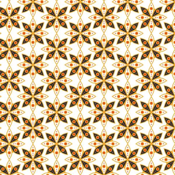 Аннотация Black Yellow Orange White Flower Pattern Background — стоковый вектор