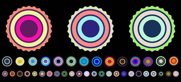 Set Iconos Etiqueta Insignia Colorida Multicolor — Vector de stock