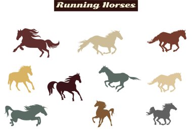 Koşan Atlar Simgesi Farklı Renklerde Ayarlandı