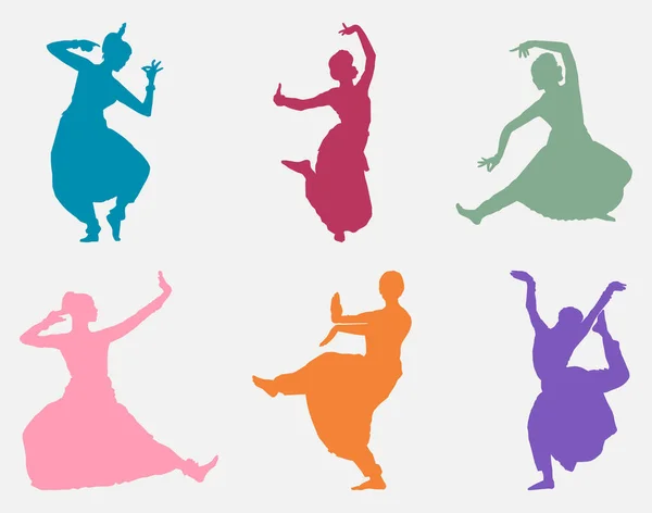 Indische Tänzerin Stellt Vektor Illustration Auf — Stockvektor