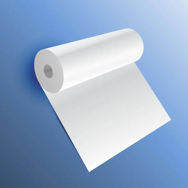 White Paper Roll Blue Background — Stock Vector
