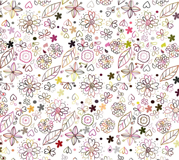 Multicolor Leafy Floral Pattern Vector Illustration — Stockvektor