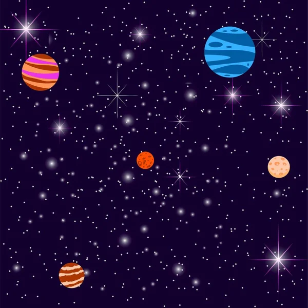Starry Night Sky Planets — Stockvektor