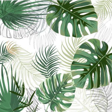 Yaz Tropik Yeşil Palmiye Yaprakları Deseni