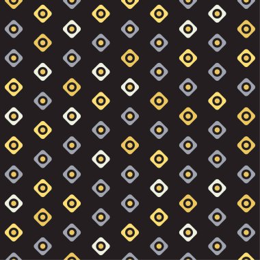 Sarı Siyah Gri Renkli Geometrik Elmas Deseni