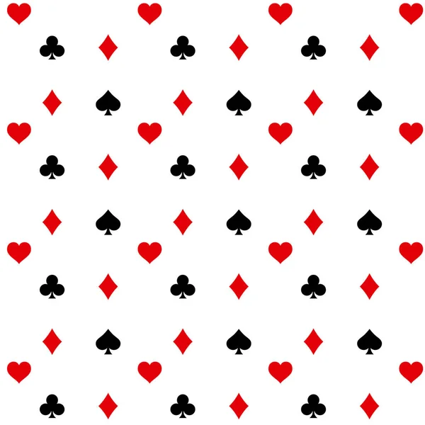 Casino Muster Mit Roten Und Schwarzen Spielkartenanzügen — Stockvektor
