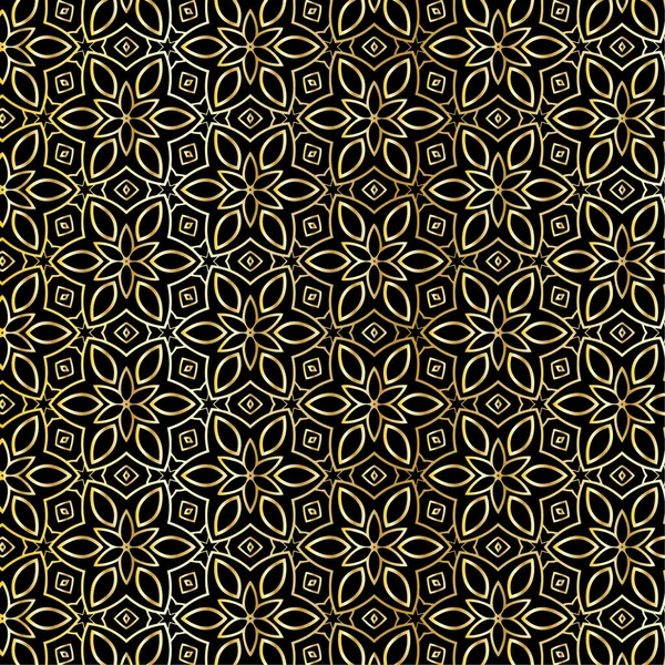 Golden Geometric Flower Art Deco Luxury Μοτίβο — Διανυσματικό Αρχείο