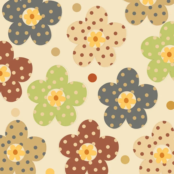 Polka Dot Groovy Retro Flowers Vector Pattern Organische Abstrakte Gänseblümchen — Stockvektor