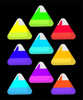 Cadılar Bayramı Şeker mi Şeker mi? Komik Üçgen Renkli Şeker. Vektör Simgesi Ayarlandı