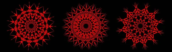Abstrakt Geometrisk Röd Mandala Set — Stock vektor