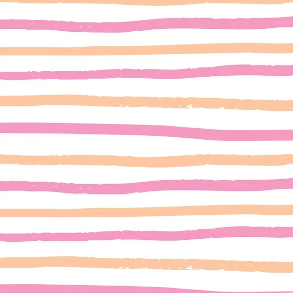 Handgezeichnetes Rosa Orange Horizontal Thick Stripe Doodle Pattern Horizontale Bunte — Stockvektor