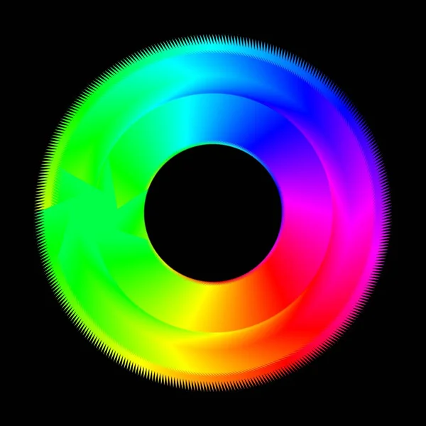 虹のスペクトルサークル 黒の背景に隔離された丸みを帯びた鋸 — ストックベクタ