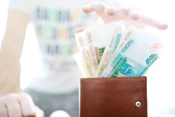 Bankbiljetten Met Opschrift 5000 Roebel Russisch Geld Heeft Een Waarde — Stockfoto