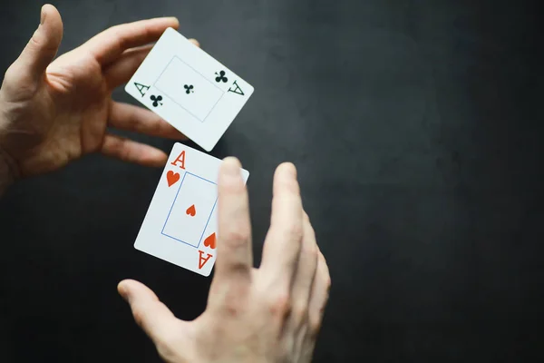 Truques Cartas Conceituais Apresentações Conceito Sharpie Jogos Cartões Voadores Mágico — Fotografia de Stock