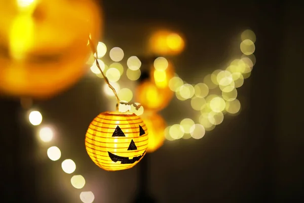 Концепция Света Ночь Halloween Lamp Форма Фелкина Использовалась Украшения Копировальным — стоковое фото