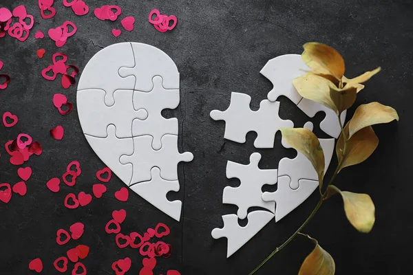 Puzzle Blanc Forme Coeur Affaires Cardiaques Amour Sans Partage Coeur — Photo