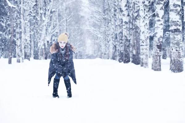 Девочка Красивом Зимнем Снежном Парке — стоковое фото