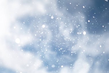 mavi kar yağışı bokeh arkaplanı, bulanık soyut kar tanesi arkaplanı 
