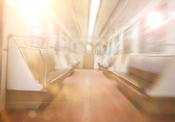 stock image Subway car with empty seats. Empty subway car.