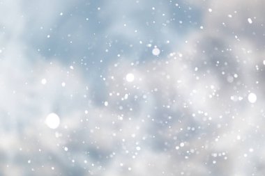 mavi kar yağışı bokeh arkaplan, soyut kar tanesi bulanık arkaplan 