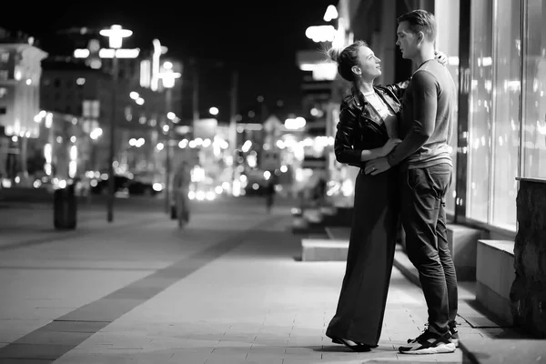 Beautiful Couple Date Night City Outdoor — Stock Photo, Image