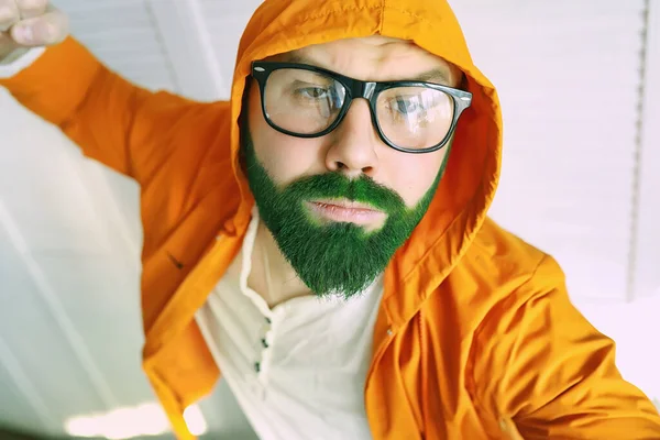 Sorprendido Feliz Feliz Día San Patricio Hombre Barbudo Con Los —  Fotos de Stock