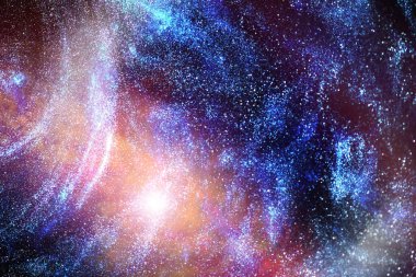 Bulutsular ve yıldız ile uzak bir galaksi evrende astronomik fotoğrafı