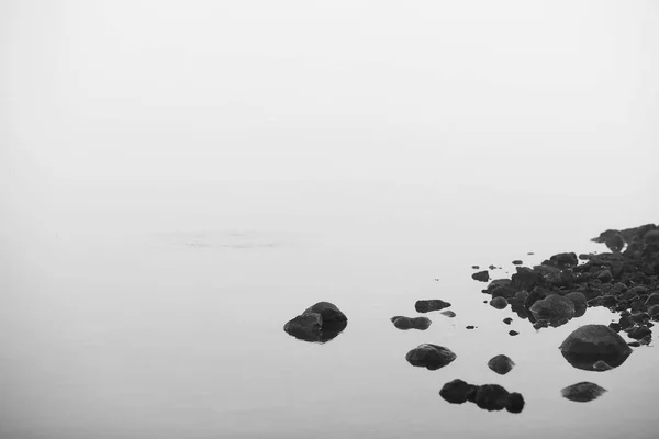 Nebel See Morgens Natur Wasser Und Weißer Nebel — Stockfoto