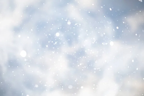 Blu Neve Bokeh Sfondo Astratto Fiocco Neve Offuscata Sfondo Astratto — Foto Stock