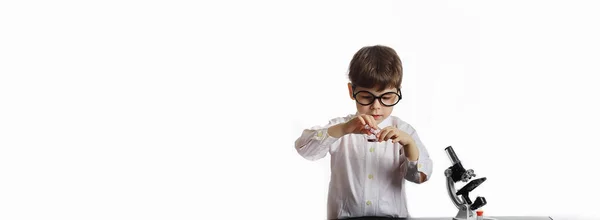 Jonge Wetenschappers Chemici Beroepsvoorlichting Voor Kinderen Keuze Van Beroep Dokter — Stockfoto