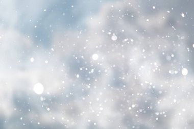 mavi kar yağışı bokeh arkaplan, soyut kar tanesi bulanık arkaplan 