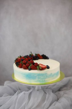 Farklı kremalı güzel pasta bisküvisi ve dekorasyon.